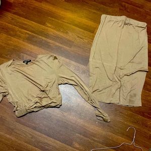 Light Brown 2piece Skirt set